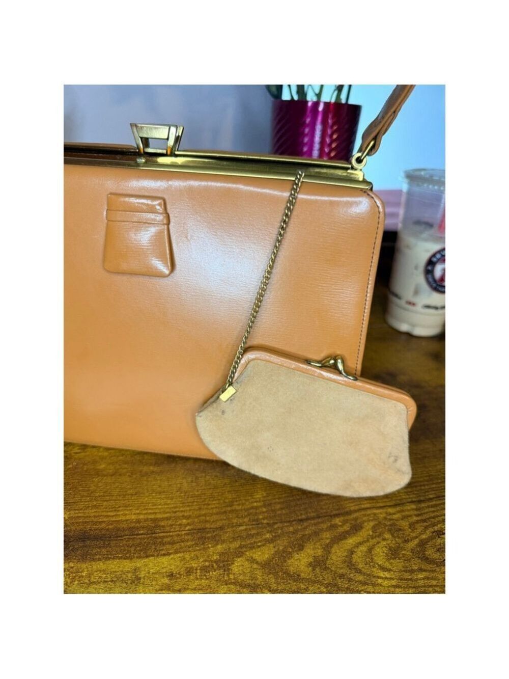 Vintage Leather purse London England Zacbag coin purse 50’s 60’s - Picture 10 of 16